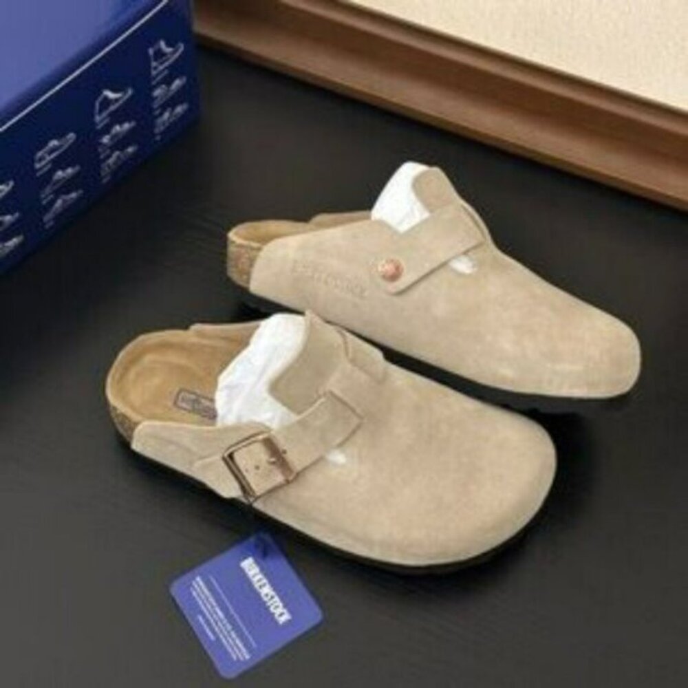 🛍🛍🛍 Birkenstock Boston Soft Footbed Suede Taupe Shoes 🛍🛍🛍 - Picture 5 of 6